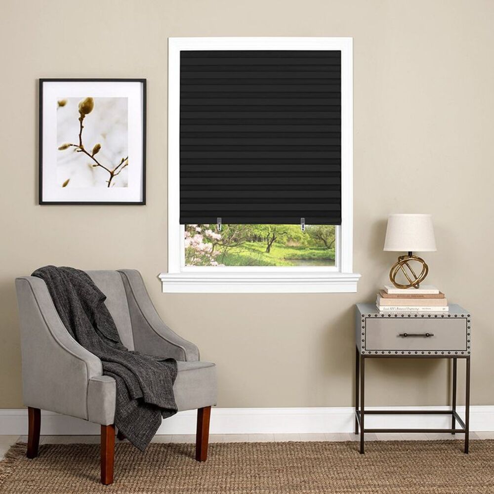 Achim Home Furnishing: Window Shades Room Darkening Vinyl Cordless Black Pleated